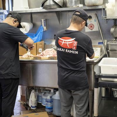 Sakai Ramen kitchen staff in action.