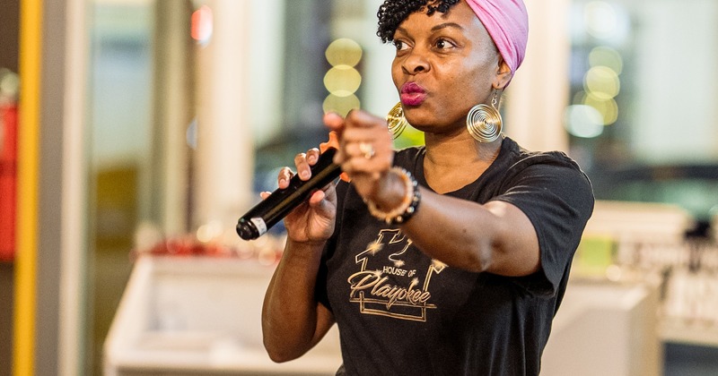 Singer on a live show