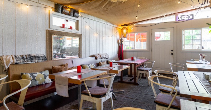 Interior, tables ready for guests