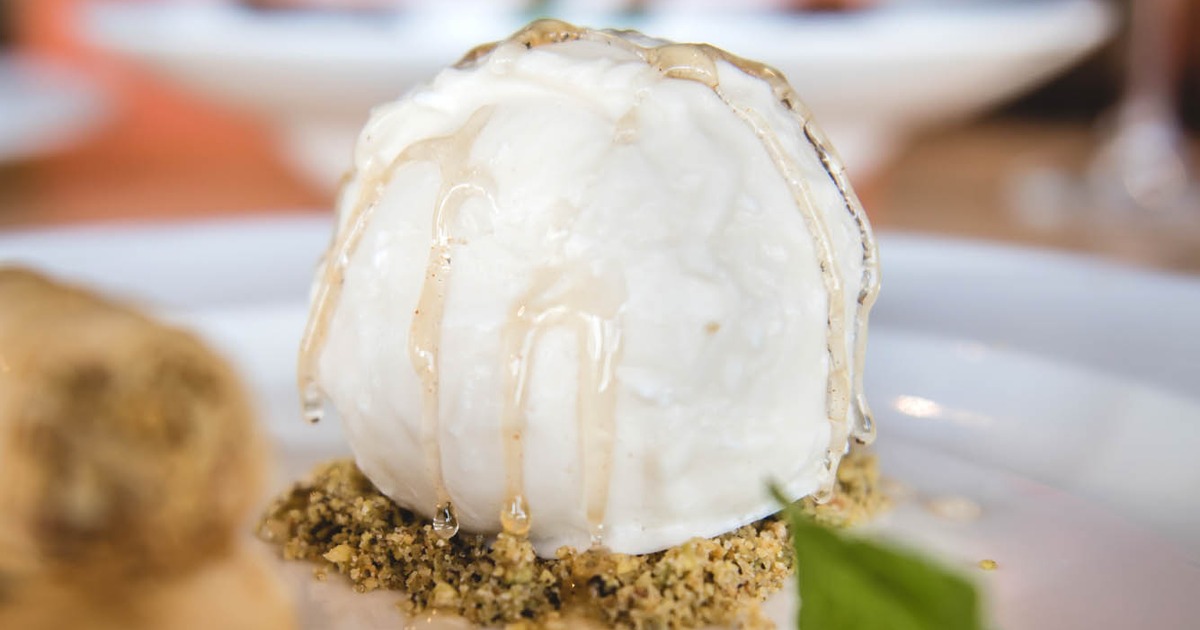 Homemade Baklava with Coconut Ice Cream