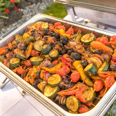 Grilled vegetables with meat ready for serving