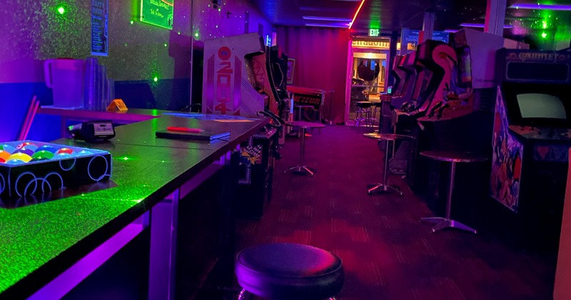 Interior, gaming room, arcade game machines