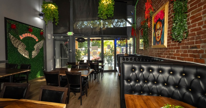 Interior, dining area, tables ready for guests