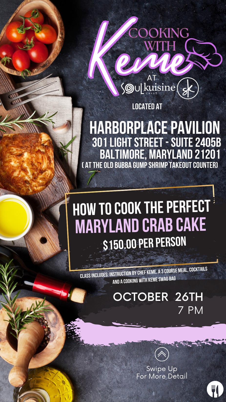 Cooking with Keme: How to cook the Perfect Maryland Crab Cake event photo