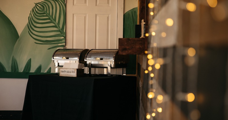 Chafing dishes on table