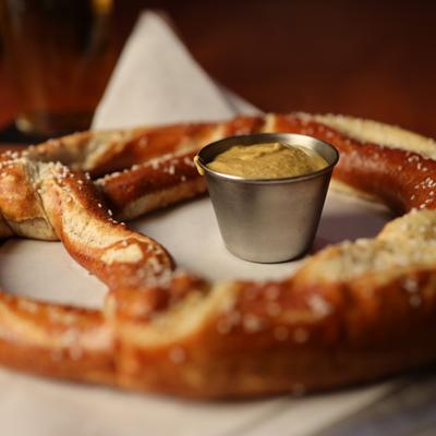 Giant Bavarian Pretzel, with mustard.