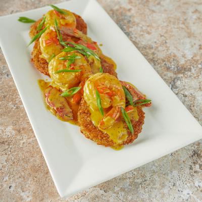 Shrimp and fried green tomato.