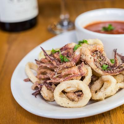 Octopus meat and onion rings