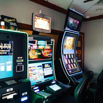 Interior, gaming room, slot machines