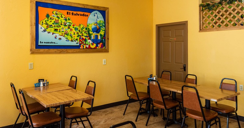 Interior, tables set for guests