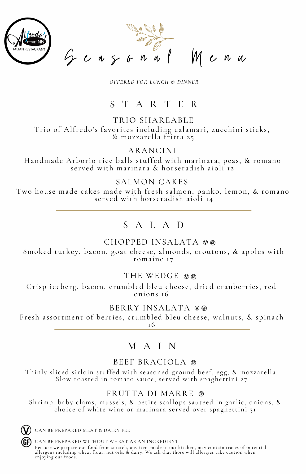 Alfredo's At The Inn Italian Restaurant Mayfield, OH