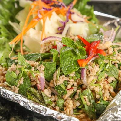 Labb meal with a choice of meat.