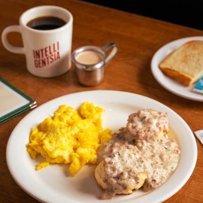 Biscuits, Sausage Gravy & Eggs.