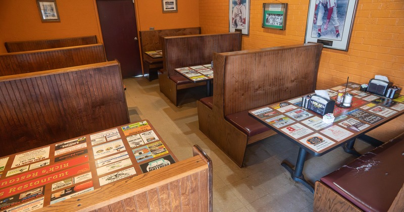Interior, seating booths lined up