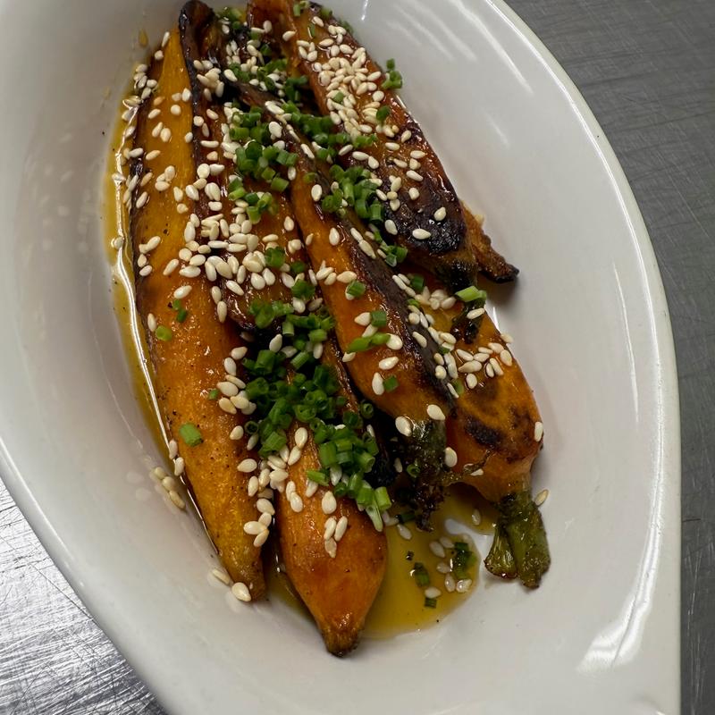 SIDE:  Hot honey glazed carrots with toasted sesame seeds & chives photo