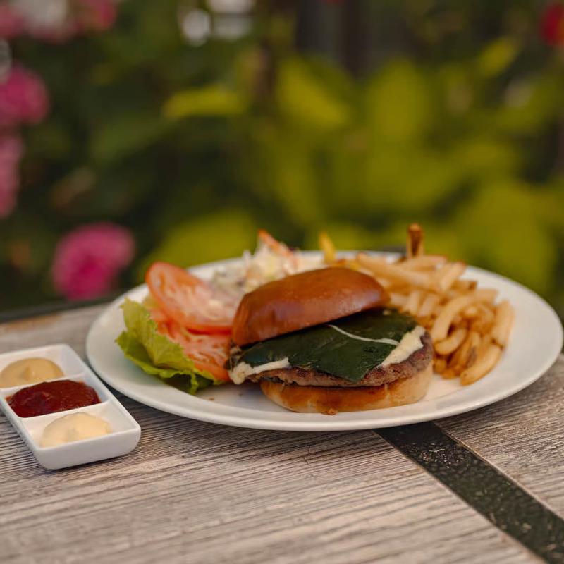 menu item 11 of 44, Mushroom Stuffed Impossible Burger (GFO, VO, V)