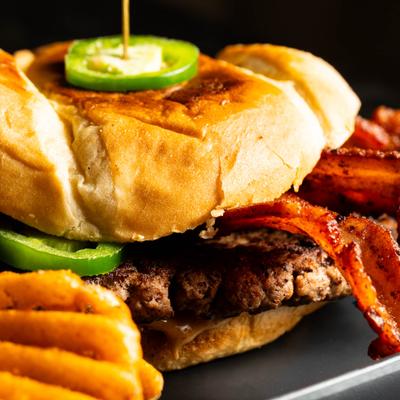 The P B & Jalapeno Burger.