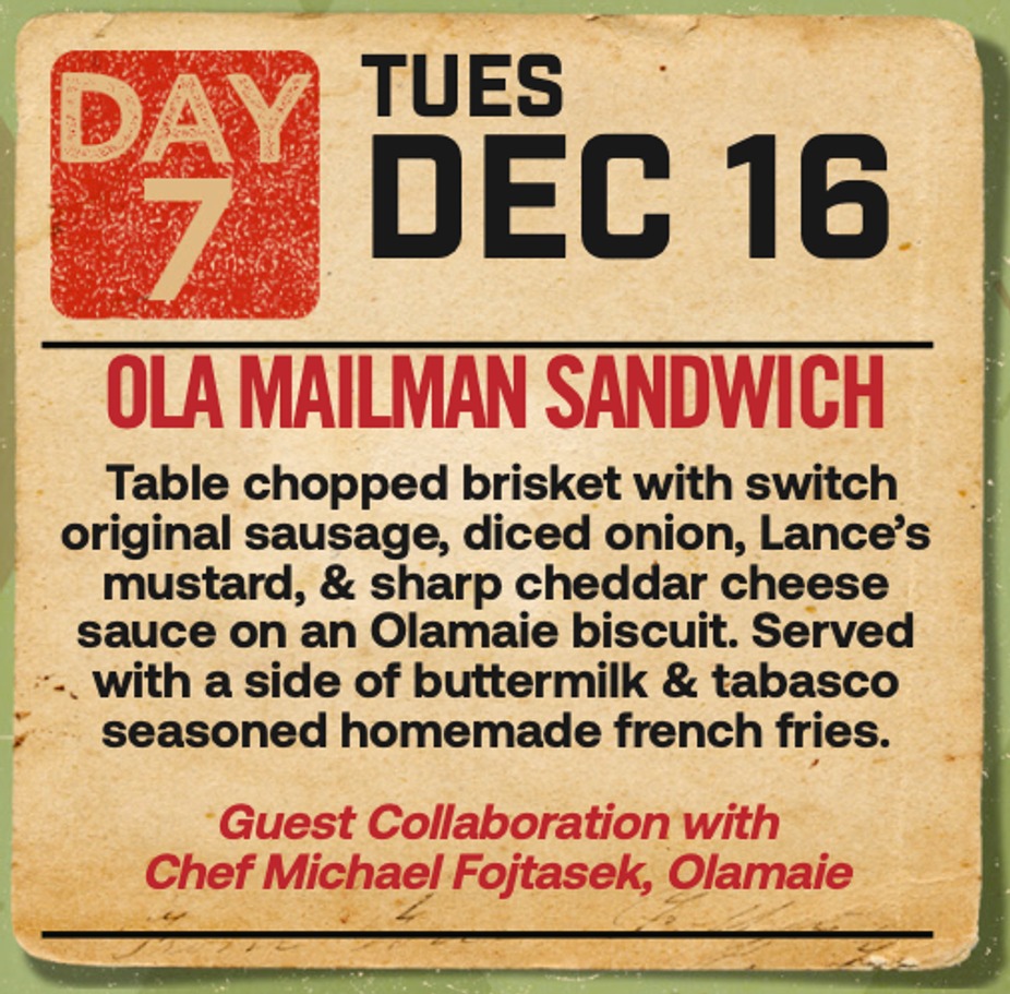 12 DAYS OF SMOKED MEAT - DAY 7: OLA MAILMAN SANDWICH event photo
