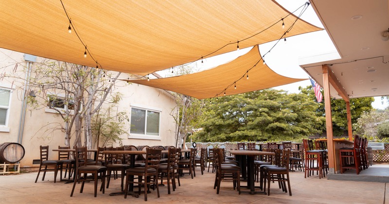 Exterior, covered seating area