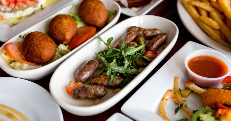 Assorted dishes on a table, close up