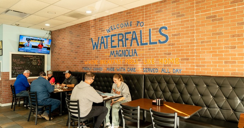 Interior space, dining area, guests enjoying their food