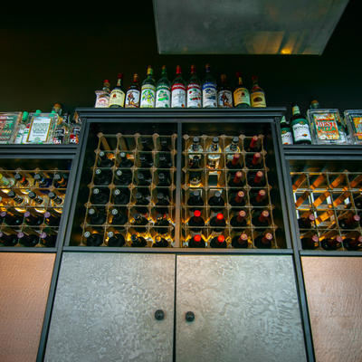 Wine cabinet, dozens of bottles