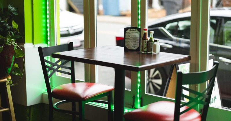 A table for two next to the window