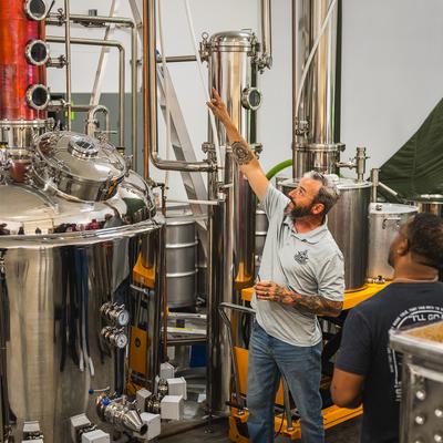 The owner showcasing the equipment.