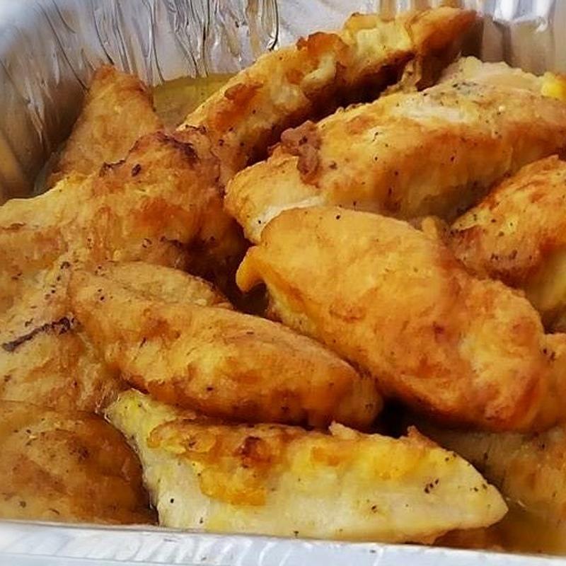 Chicken Francaise over Pasta photo