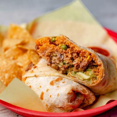 Cabo style burrito with chips