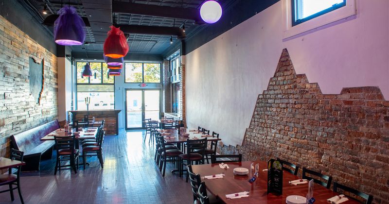 Interior, main seating area, set tables