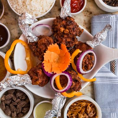 Chicken lollipop, top view.