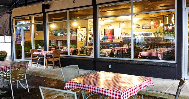 Exterior, garden tent,diner tables, chairs