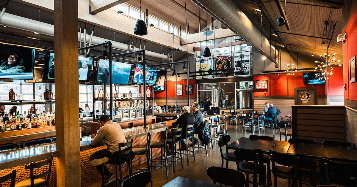 Interior, seating area near the bar