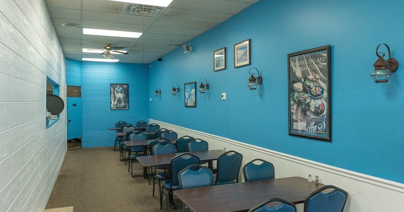 Interior, tables ready for guests