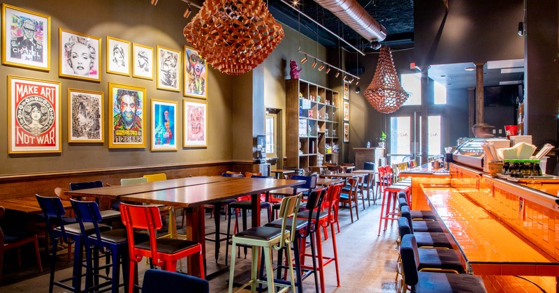 Seating area, restaurant decoration