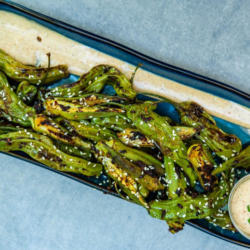 Charred Shishito Peppers & Okra photo