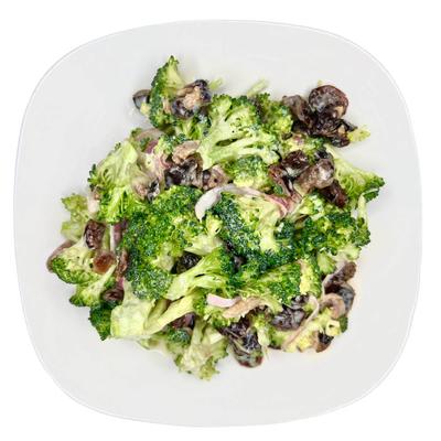 Broccoli salad with mushrooms.