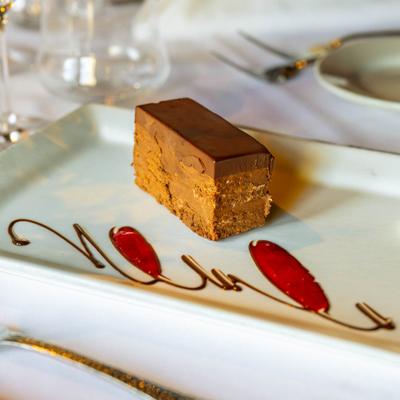 Dark chocolate mousse cake.