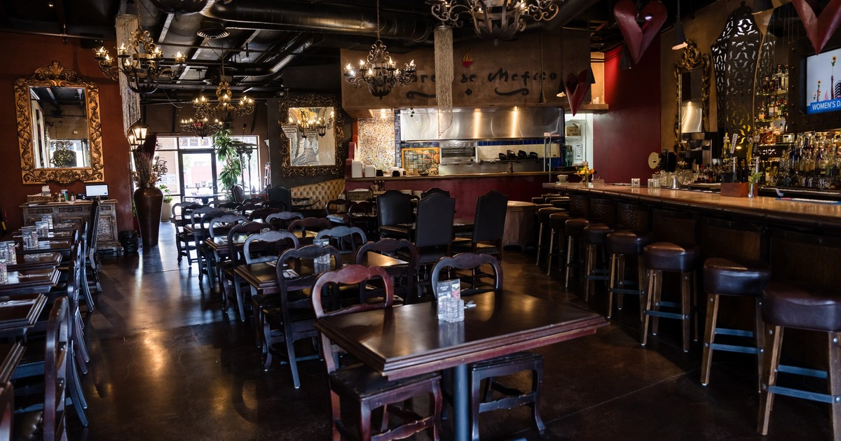 Interior, elegant dining and bar area