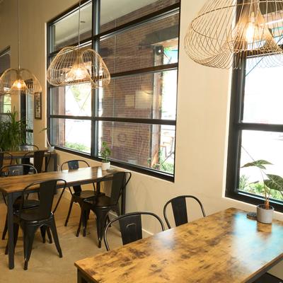 Interior, chairs and tables.