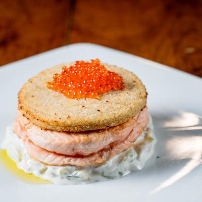 horseradish crusted salmon.