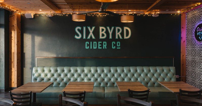 Interior, long banquet seating