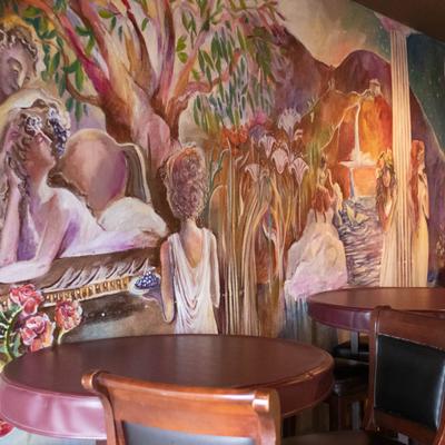 Drawings on the wall with greek mythology motifs