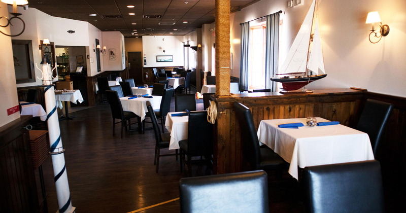 Interior, tables ready for guests