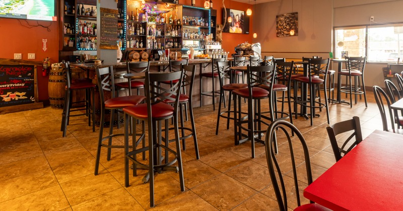 Interior, bar tables and stools