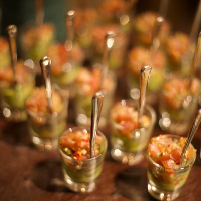 Shrimp ceviche appetizers.