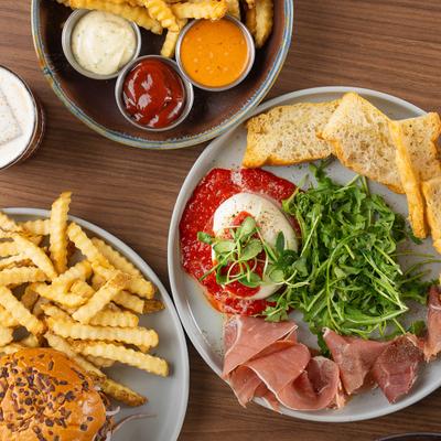 Various food on the table.