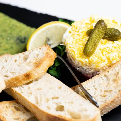 Steak Tartar, with pickles, and crostini