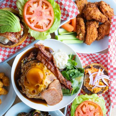 A colorful comfort food spread.